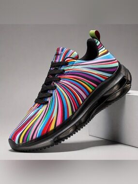 Multicolor Rainbow Stripe Women's Sneakers - Lightweight NWT